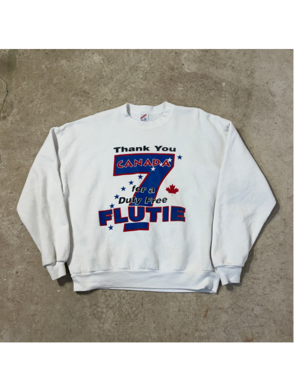 Vintage Doug Flutie Thank You Canada Sweatshirt Crewneck White XL Buffalo Bills